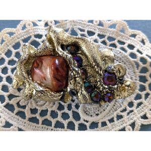 Vintage Abstract Brooch –‎ Gold Textured Statement Pin